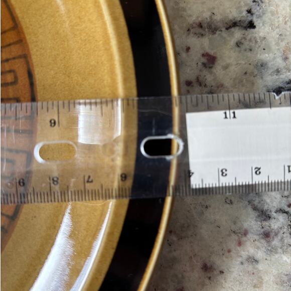 Genuine I.M.C. Stoneware 10.5" Plate Dish INCA Geometric Print gold brown black - Picture 5 of 5